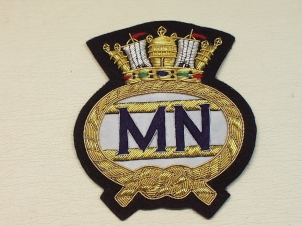 Merchant Navy (MN Rope) white blazer badge - Click Image to Close