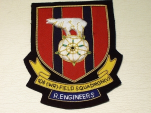 106 (W. Riding) field squadron (v) Royal Engineers blazer badge - Click Image to Close